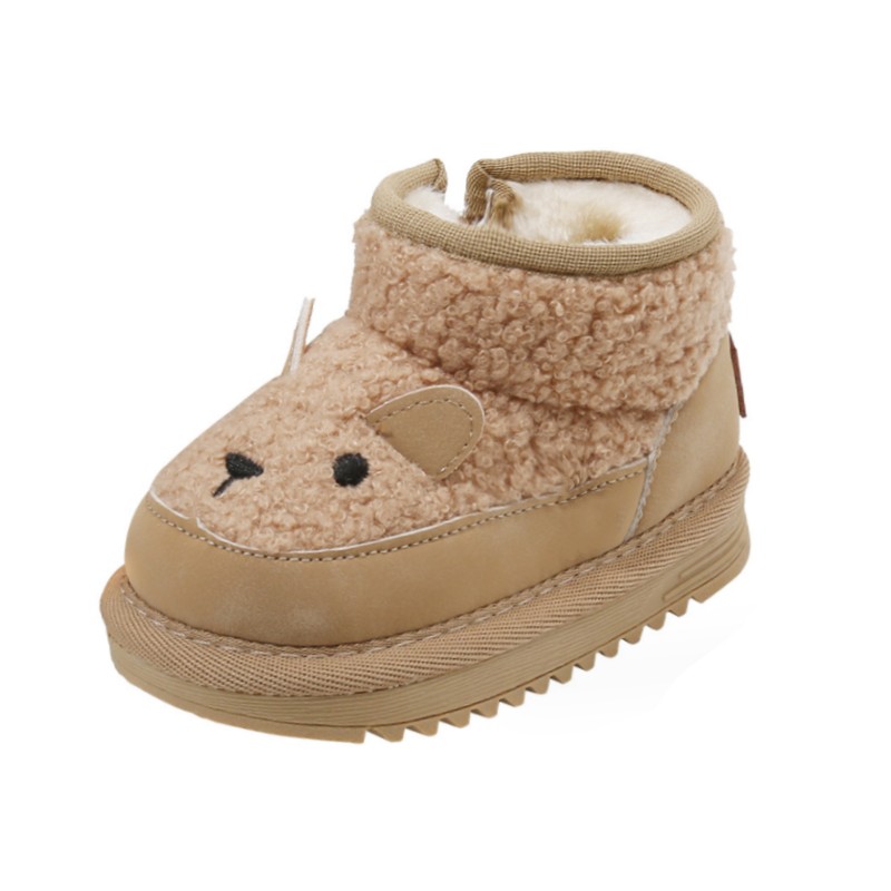 Novo inverno botas de neve do bebê couro bonito padrão de ovelha meninos sapatos de pelúcia quente sola macia moda da criança meninas botas 15-25