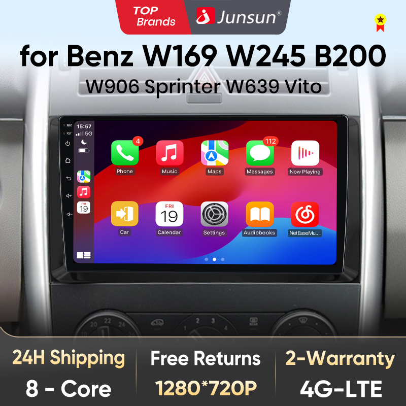 Junsun inalámbrico Carplay Android Auto Radio de coche para Mercedes Benz W169 W245 B200 W906 Sprinter W639 Vito Multimedia GPS autoradio