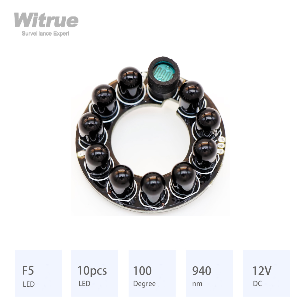 Witrue ИК-светодиодная плата 10 зерен 940 нм, диаметр 100 градусов, 30 мм, 12 В постоянного тока, 0,09 А, аксессуары для видеонаблюдения для объектива 2,8 мм, 3,6 мм, 4 мм