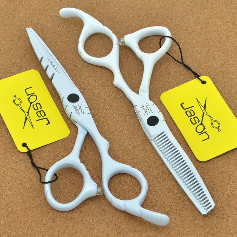 Jason 5.5/6 นิ้ว Professional ผมกรรไกร Salon ตัดผมตัดกรรไกรญี่ปุ่นเหล็กตัดผม Hairdressing กรรไกรผอมบาง A0066D