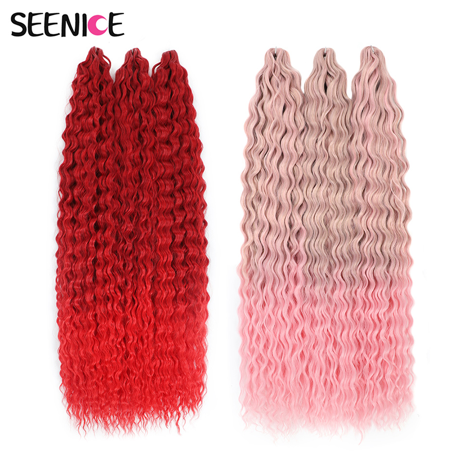 Ariel onda 22 30 Polegada onda de água torção crochê extensões de cabelo sintético crochê tranças ombre vermelho rosa afro cachos trança cabelo