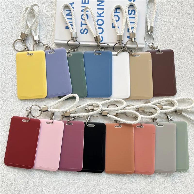 1Pc Macaron Bus ID Karte Schutzhülle Fällen Student Fleisch Schlüsselring Karte Campus Zugang Tür Kreditkarte Halter Tasche set Schlüssel Kette