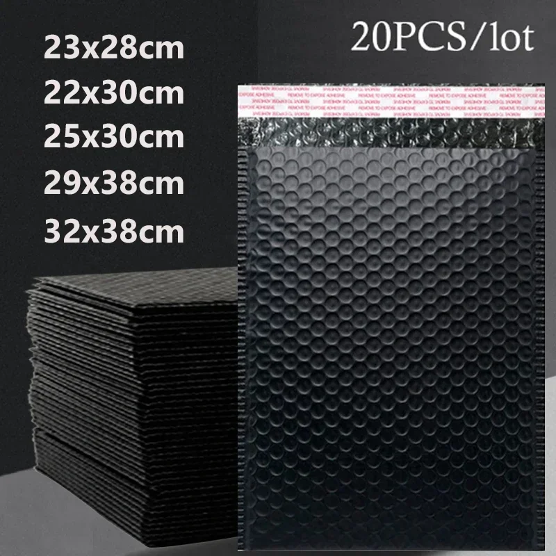 20 stks/partij Zwart Wit Schuim Envelop Zakken Self Seal Bubble Mailers Gewatteerde Enveloppen Gift Bubble Mailing Tas Verzending Pakketten Tas