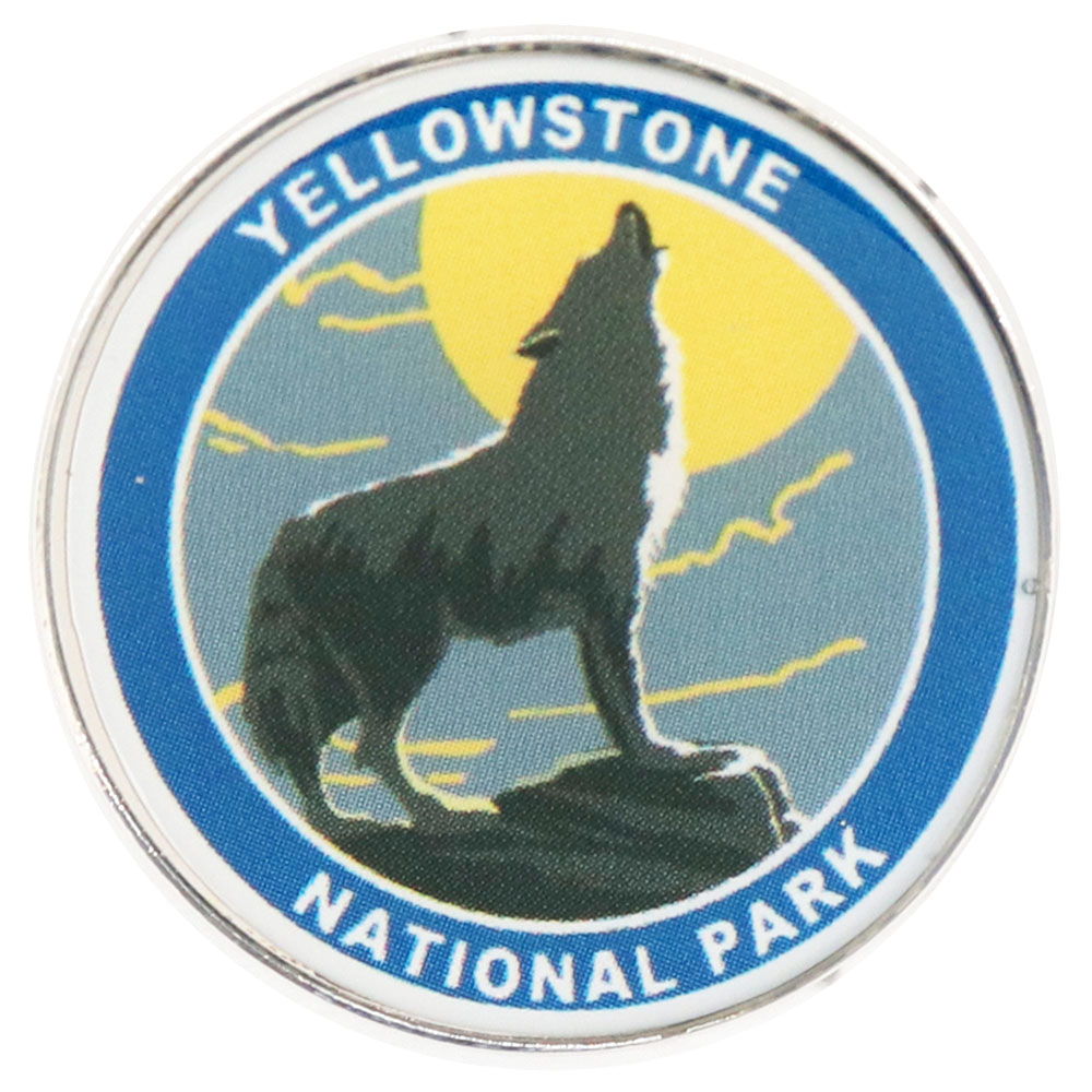 Yellowstone Nationalpark grauer Wolf heulender Mond Epoxy Abzeichen Geschenk zubehör Mode Revers Rucksack Pin Schmuck