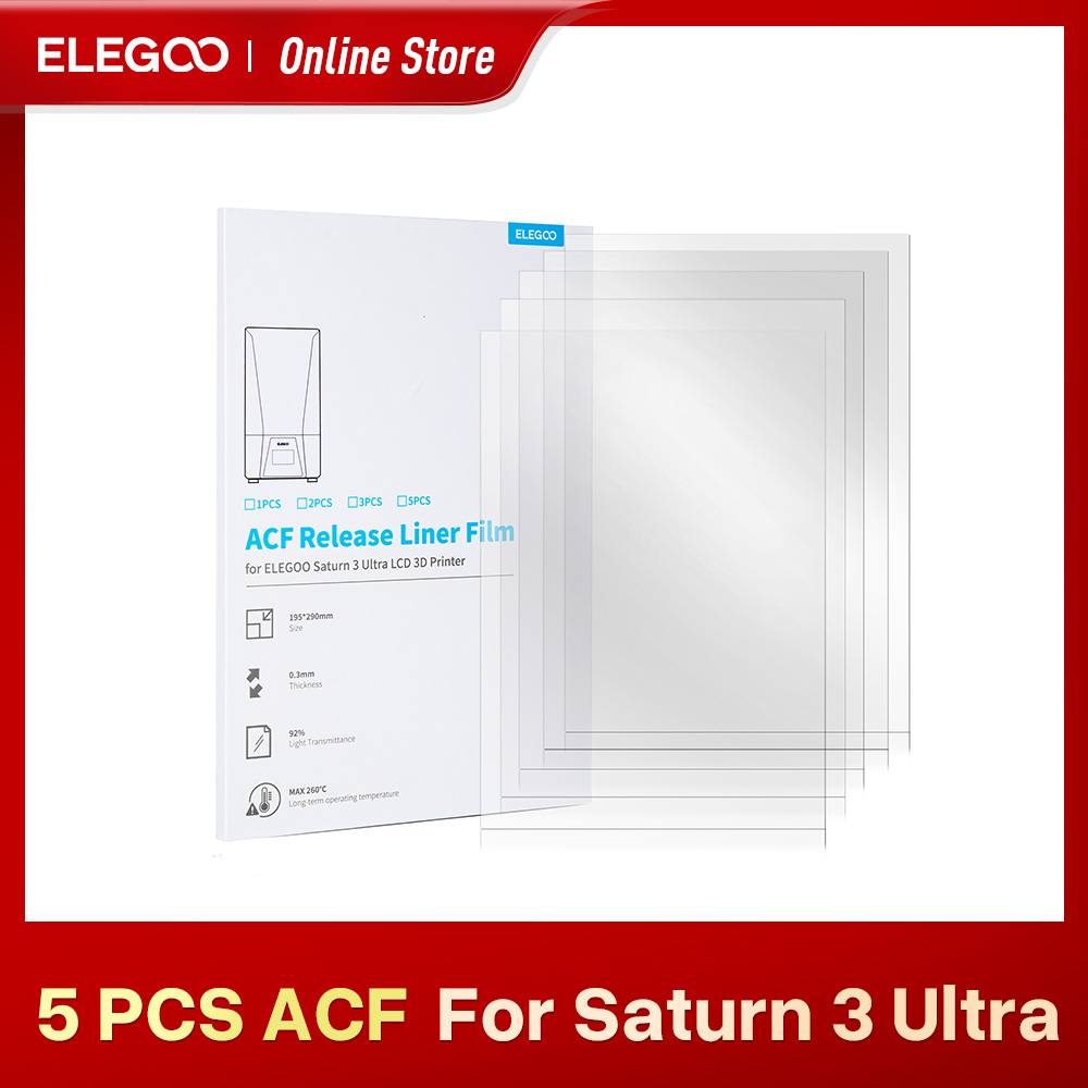 ELEGOO 5 szt. Zestaw folii separacyjnych ACF do drukarki 3D SATURN 3 ULTRA MSLA, grubość 0,3 mm, części do drukarek 3D, filament