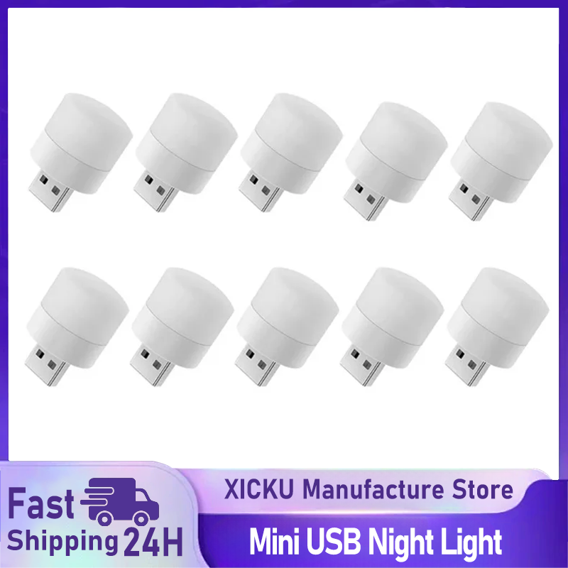 1/10 pièces Mini USB veilleuse blanc chaud Protection des yeux livre lampe de lecture prise USB ordinateur Mobile puissance charge LED lampe de nuit