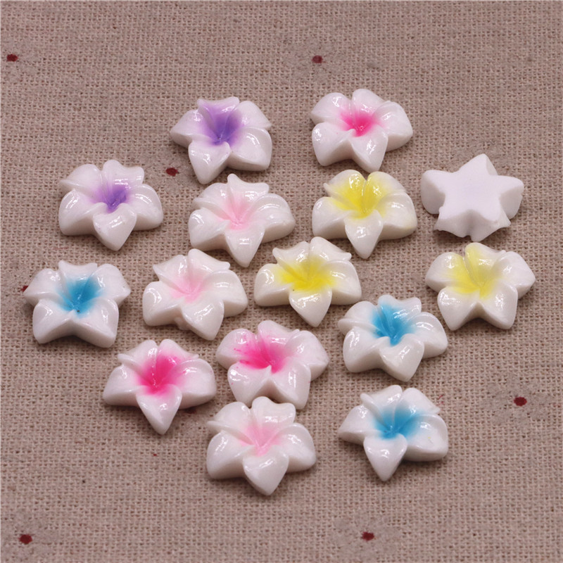 20 Buah 16Mm Warna Campuran Resin Bunga Frangipani Flat Back Cabochon DIY Perhiasan/Aksesori Dekorasi Kerajinan