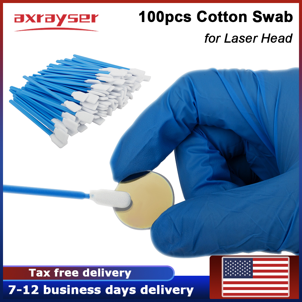 100pcs Industry Cotton Micro Swab Dus Off Fiber Laser Tools Anti-static for Cleaning Laser Lens Protective Windows Head Parts