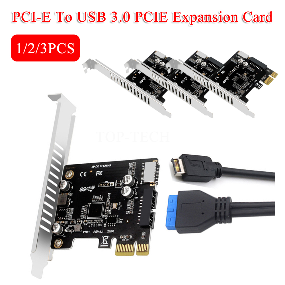 PCI-E ke USB 3.0 Tipe C adaptor Panel depan 19PIN PCI-E ke USB 3.0 Hub Splitter kartu ekspansi Pcie Riser untuk BTC Chia Mining