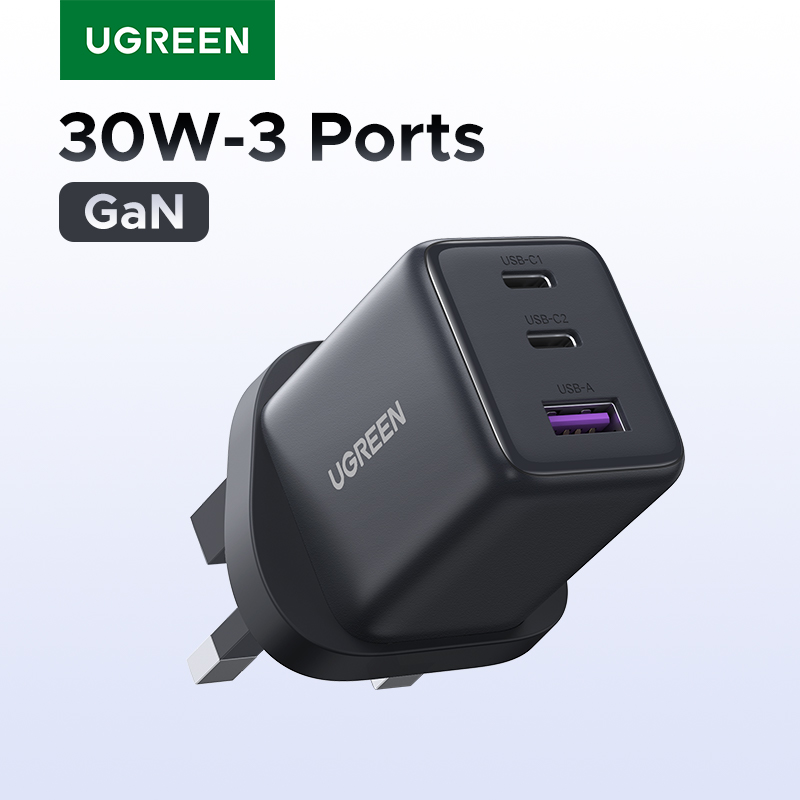 【UK-Stecker】UGREEN 20W 30W GaN-Ladegerät Mini PD 3.0 USB C Telefon-Ladegerät für iPhone 16 15 14 Pro Samsung S25 Xiaomi Tablet iPad Air