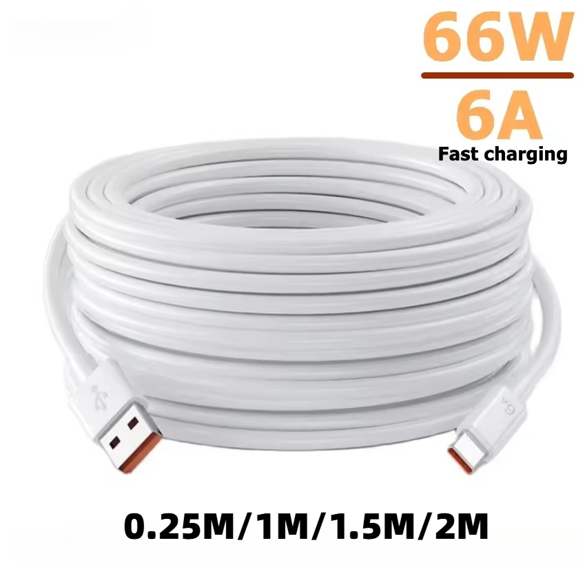Cable USB de 66W 6A para Carga Rápida, Cable de Datos USB a Tipo C para Xiaomi Mi 11 12 Redmi Note 10 POCO, Cable de Carga de Datos Tipo C