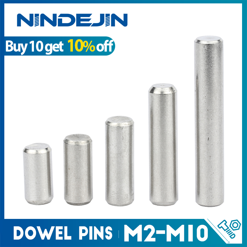 NINDEJIN 5-50 шт металлические штифты из нержавеющей стали m2 m2.5 m3 m4 m5 m6 m8 m10 параллельные штифты твердый цилиндрический стопорный штифт GB119