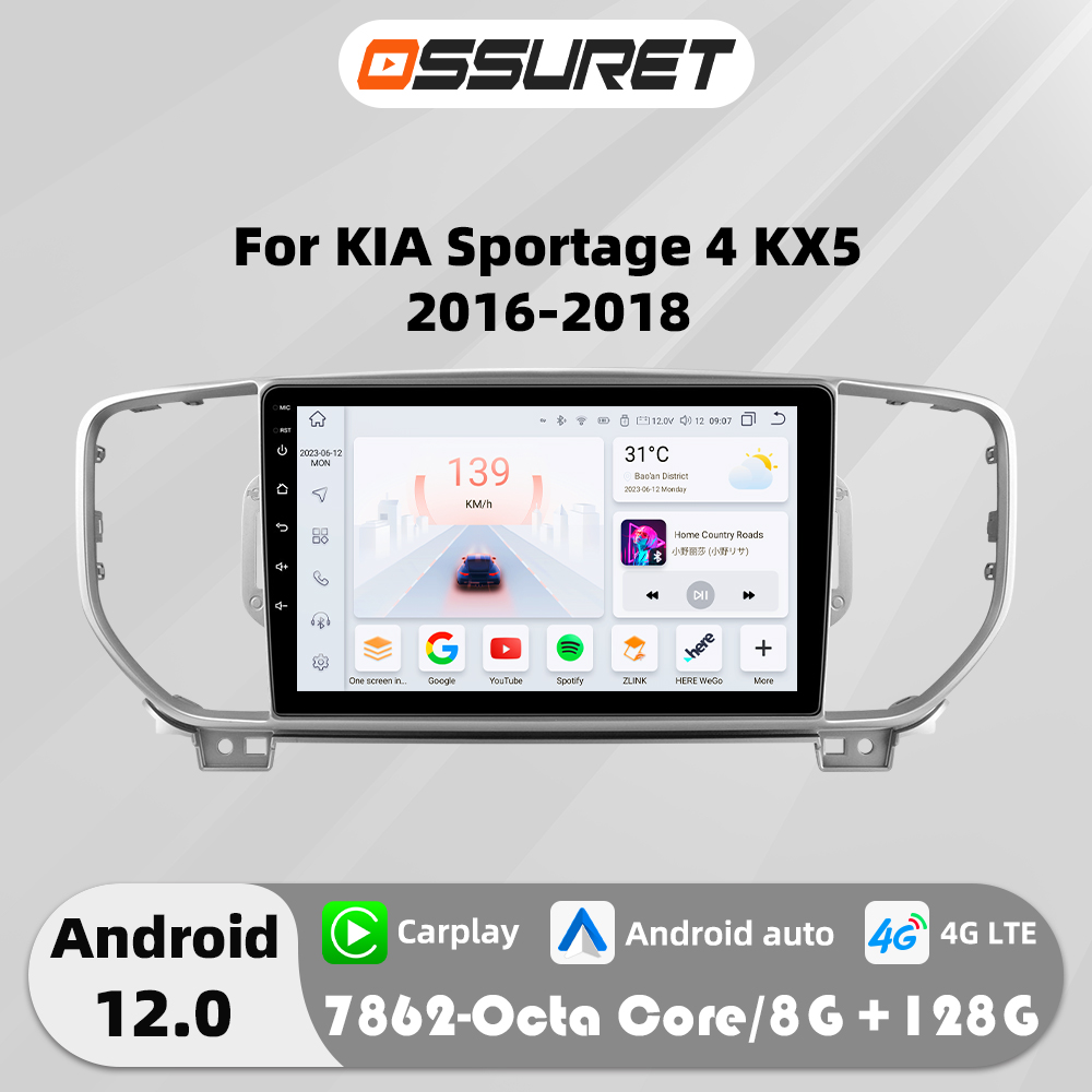 Autoradio Android Carplay pour Kia Sportage 4 KX5, 9 pouces, lecteur de limitation, systèmes intelligents de voiture, stéréo automatique, écran 2Din, 2016-2018