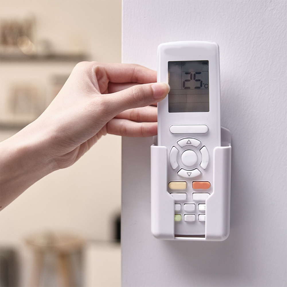 Supporto per presa per telefono cellulare con telecomando universale bianco per condizionatore d'aria, scatola di immagazzinaggio per montaggio a parete per TV condizionatore d'aria