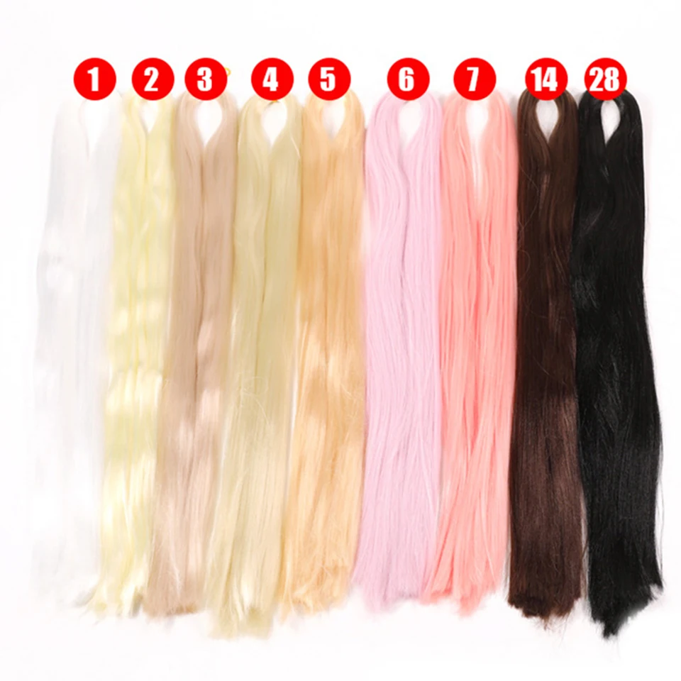 BJD SD Doll 80CM/40 White Black Hair Row Milk Silk Anti-Mohair Wig Handmade Hook Transplant Doll Hair