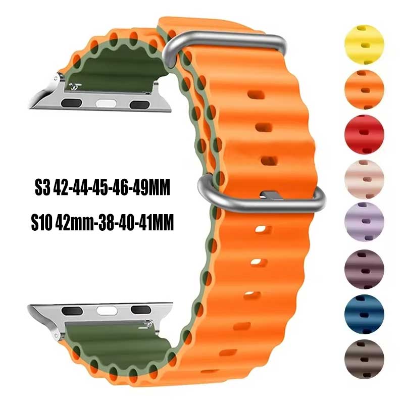 สําหรับ Apple Watch Ultra band 49 มม.44 มม.45 มม.41 มม.40 มม.38 มม.44 45 มม.1:1 Original Ocean เข็มขัด iWatch Series 9 10 8 7 SE Bands