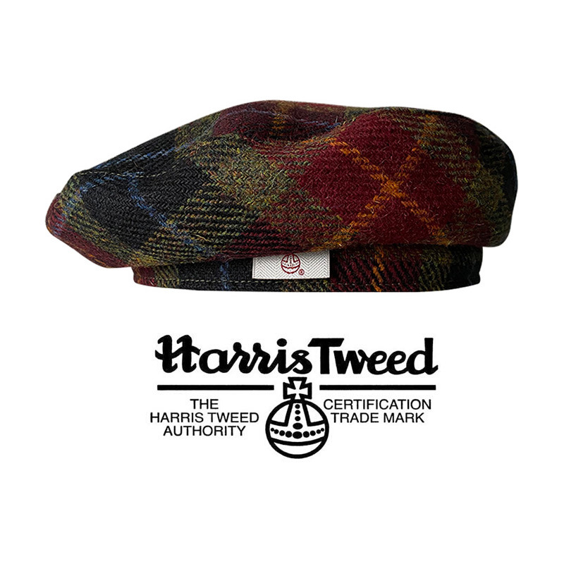 Harris Tweed Beret for Women - 100% Wool Autumn Winter Plaid Hat Retro Versatile Painter Cap Stylish Winter Warm Beret