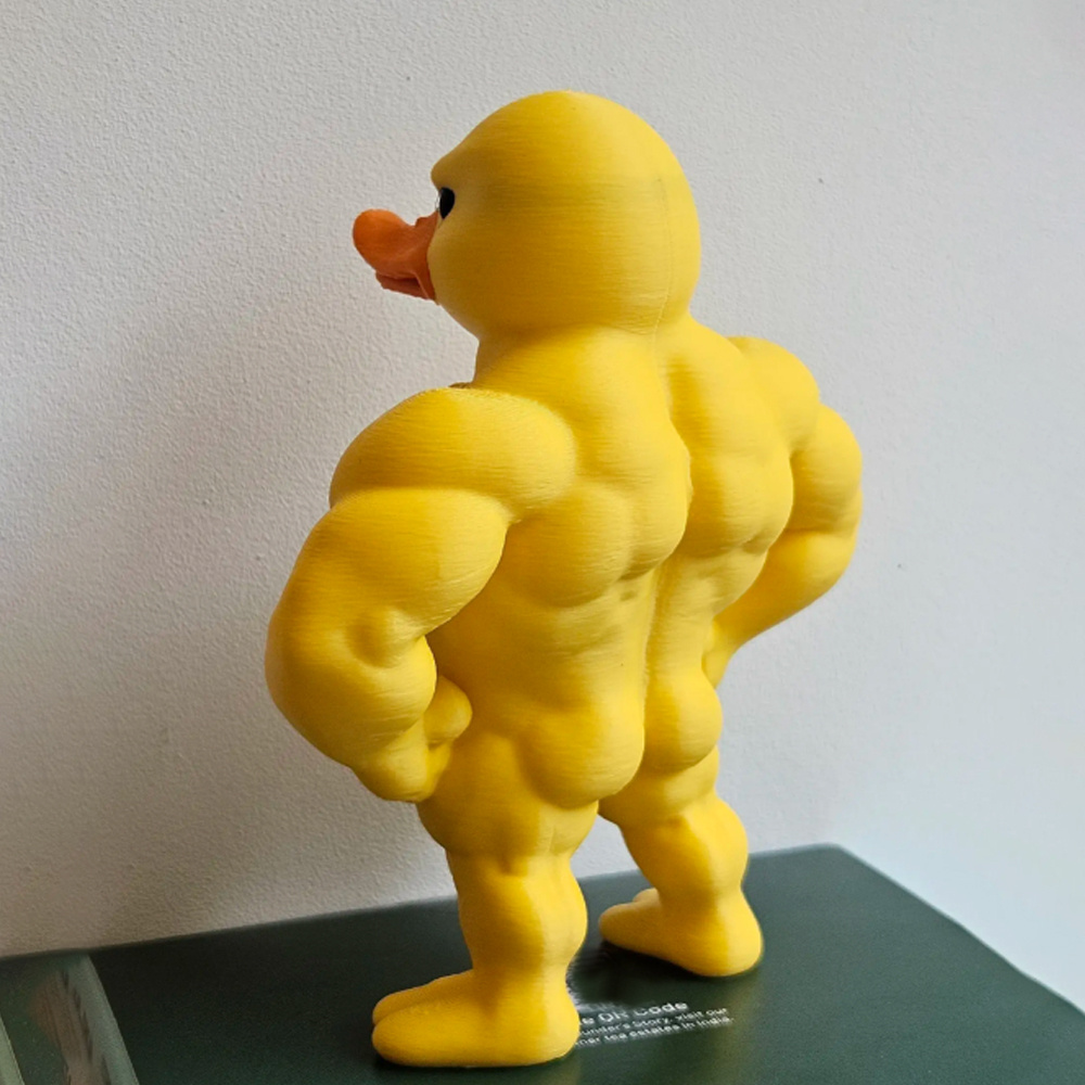 マッスルダック像 - 3D デスクトップ装飾、かわいい本棚風変わりな置物、多機能屋内/屋外装飾、ホームアクセサリー