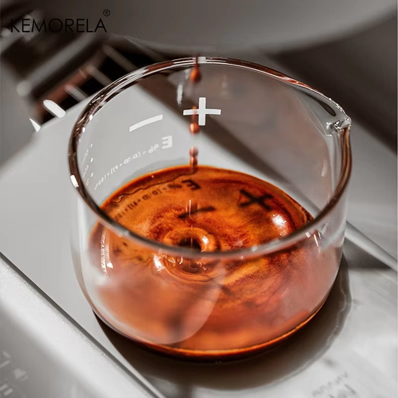 KEMORELA 1/2 Buah Gelas Espresso 60Ml Gelas Ukur Skala Bening Gelas Kopi Kaca Berat Cair Aksesori Barista Rumah