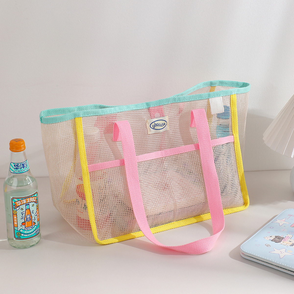 Sommer Einfachheit Mesh frauen Tragbare Tasche Camping Tragbare Snacks Buggy Tasche Große Kapazität Supermarkt Einkaufstasche Frauen