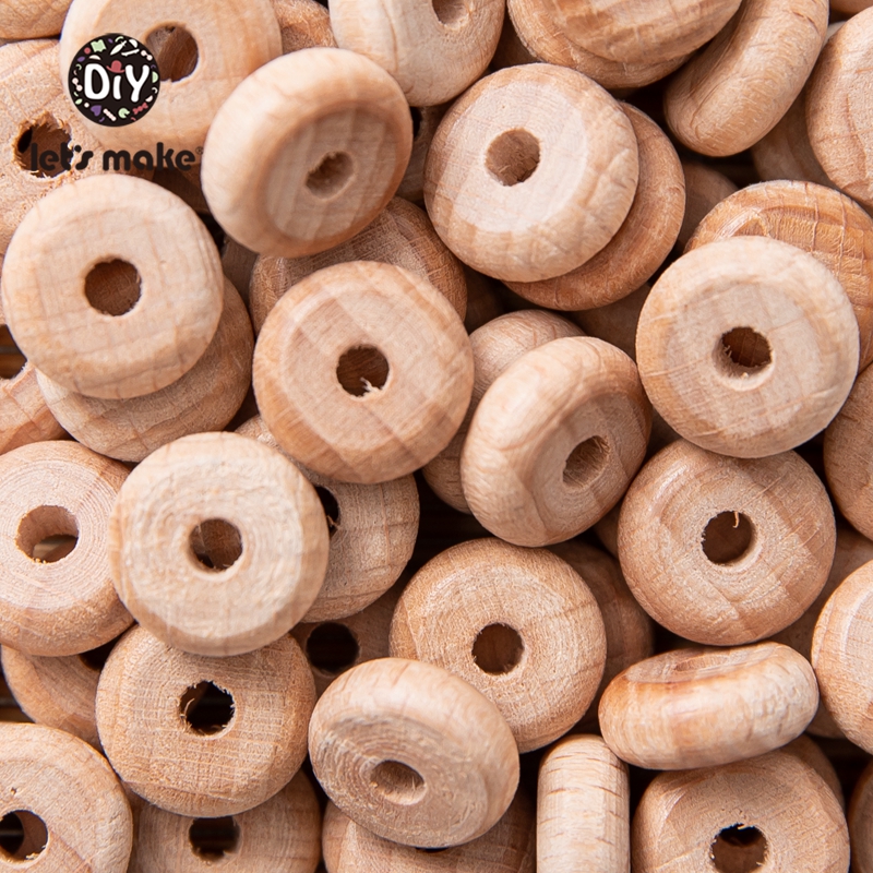 Vamos Fazer-Beech Abacus Beads para o Bebê, Contas de madeira para Colar DIY, Food Grade, Bebê Mordedor, Beading Mamilo, Cadeia de Madeira Acessórios, 10mm, 50 PCs