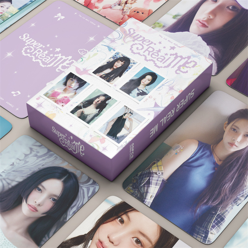 55 шт./компл. KPOP New Girl Group ILLIT Альбом 1-й мини-альбом SUPER REAL ME LOMO Card WONHEE MINJU IROHA YUNAH Открытка Фотокарта