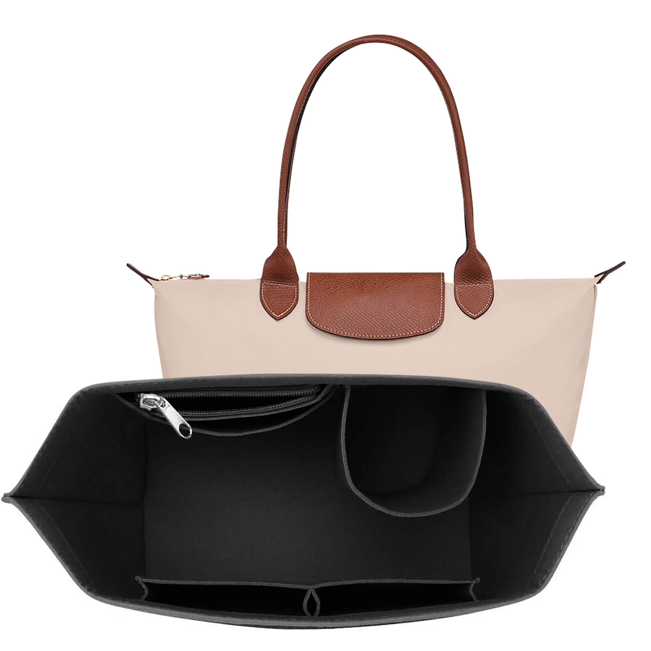 Bolsa organizadora de fieltro para bolso Longchamp, forro de fieltro, bolsa de maquillaje, soporte portátil de viaje, organizador de bolso.