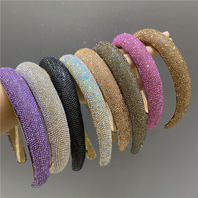 Vrouwen Meisjes Strass Glitter Spons Gewatteerde Haarband Hoofdband Volwassen Haaraccessoires Haar Sieraden