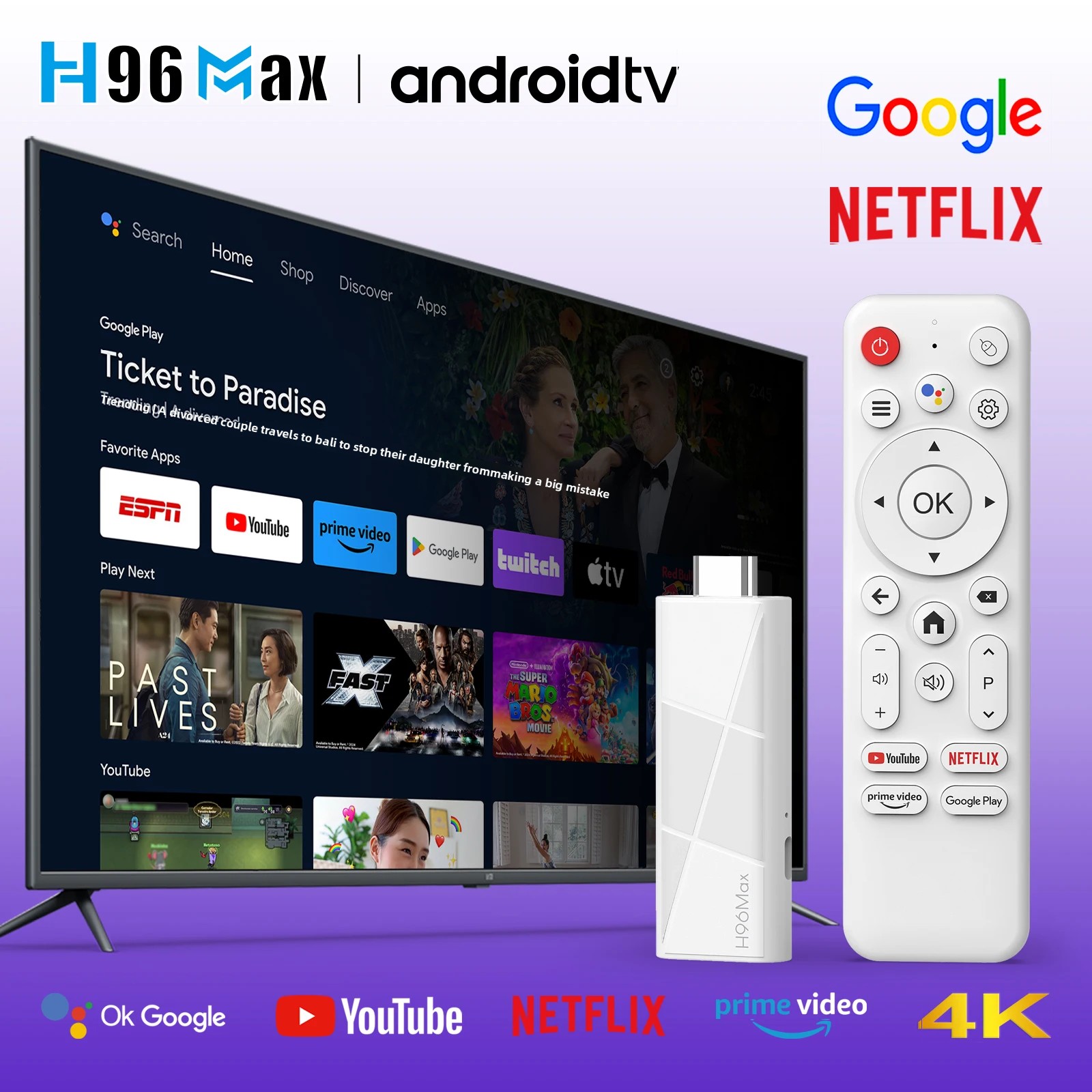 H96MAX RK3518 TVスティック スマートTV Android14 4K H96 MAX TVボックス Wifi6 IPTV BT5.4 8G/16G 4K@60fps HD スマートTVドングル