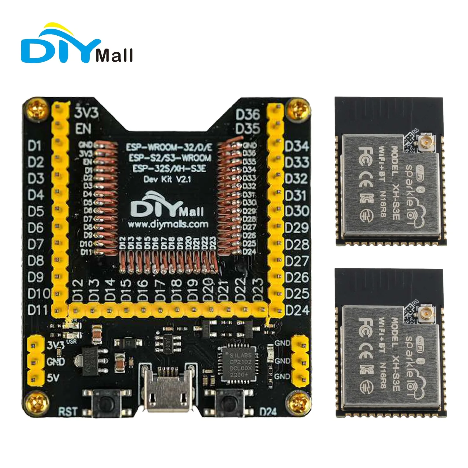 Модуль ESP32-S3-WROOM-1 XH-S3E N16R8 со встроенным Wi-Fi + двухъядерный микроконтроллер Bluetooth 5.0 + плата разработки системы приспособления записи