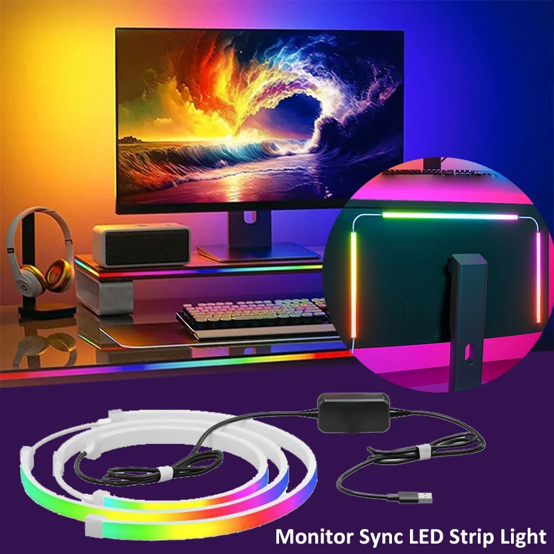 Tira de luces de sincronización de pantalla de ordenador, Monitor, luces LED Ambilight, iluminación ambiental, retroiluminación de PC, luz de recogida, sala de juegos