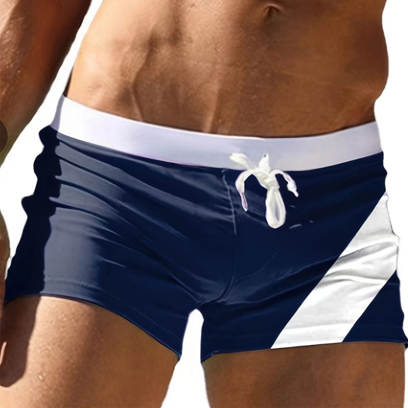 2025 Quick-drying Men's Boxerกางเกงว่ายน้ําซิปTetherหลวมว่ายน้ํากางเกงว่ายน้ําชายหาดจุดE9J16