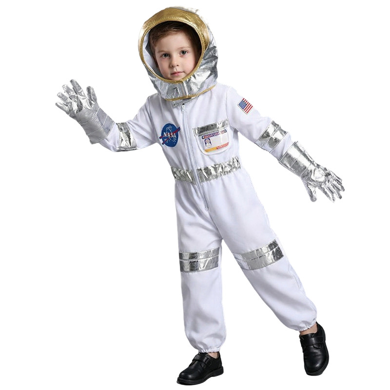 子供用宇宙飛行士スーツ 宇宙コスチューム ハロウィン コスプレ パーティー衣装 男の子 女の子 学校公演用帽子と手袋付き