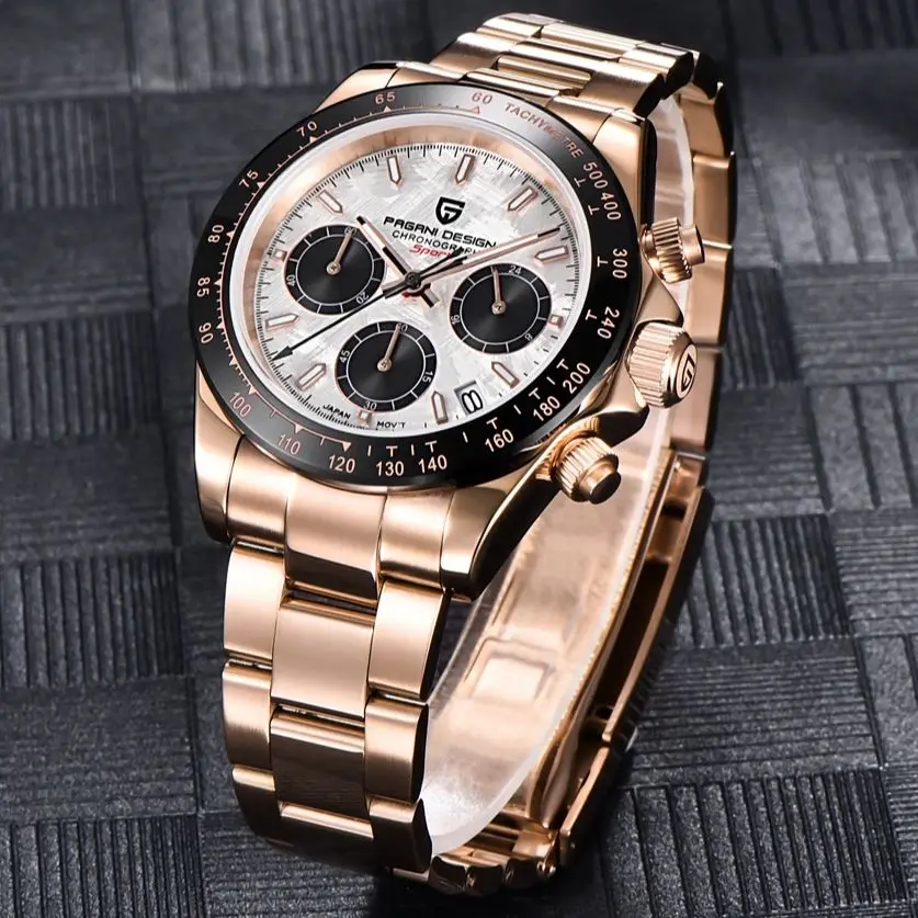 Reloj PAGANI DESIGN 2026 para Hombre, Nuevo, de Lujo, en Oro Rosa, Cuarzo, 100M Resistente al Agua, Cronógrafo Deportivo