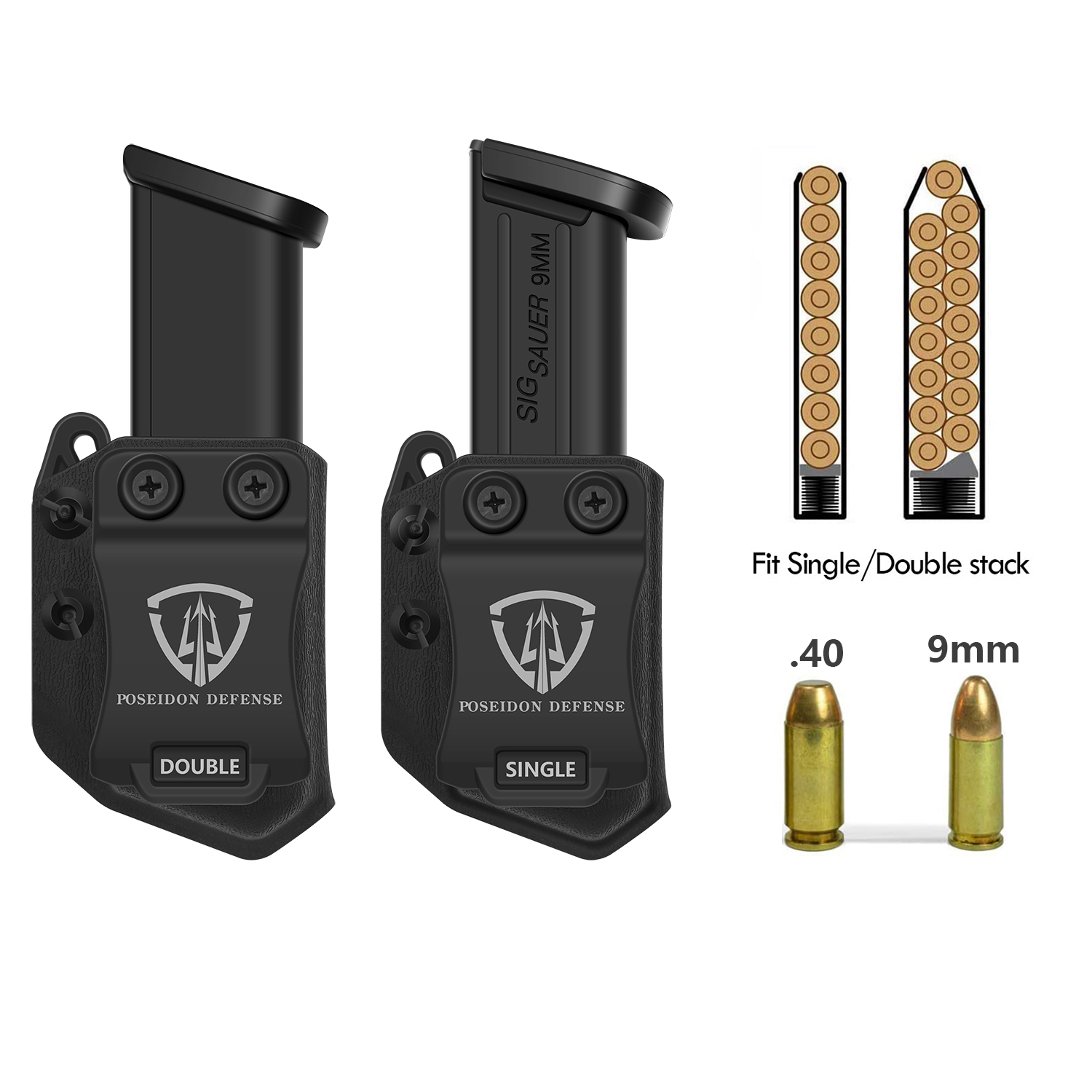 Подсумок для магазинов Poseidon Defense IWB/OWB, многоугольный, для левой и правой руки, для магазинов 9 мм, .40, .357, для страйкбола