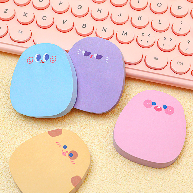 60 hojas de notas adhesivas, Bloc de notas colorido de dibujos animados, papelería Ins Kawaii, pestañas publicadas, papel para mensajes, suministros escolares