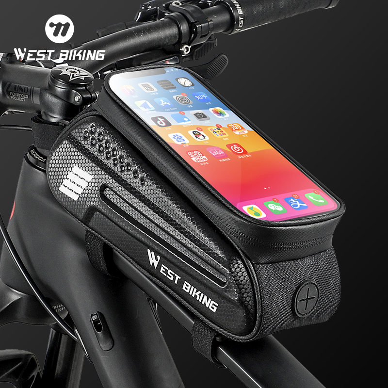 West Biking Fiets Top Tube Tas 7.0 Inch Telefoon Tas Waterdicht Voorframe Fietstas Gevoelige Touchscreen Mtb Racefiets Tas
