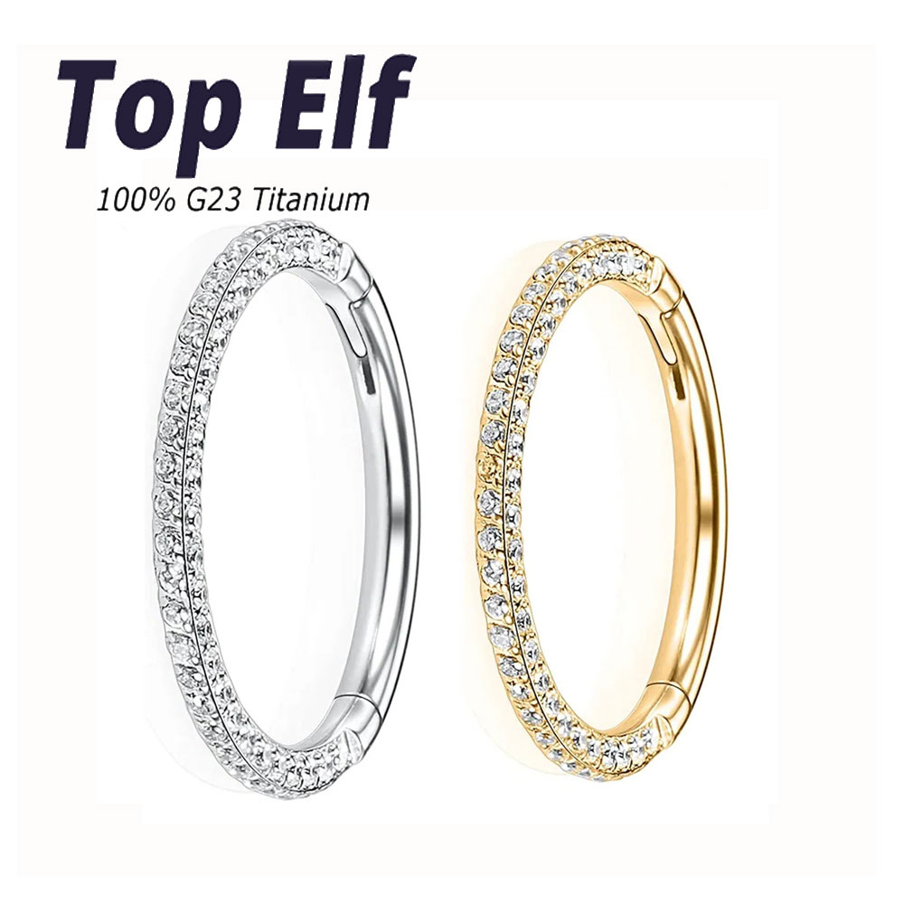 Piercing de titanio G23 para nariz y Oreja, pendientes de aro de circonita de tres tamaños, joyería para tabique, Hélice para cartílago, Daith, Tragus, Clicker