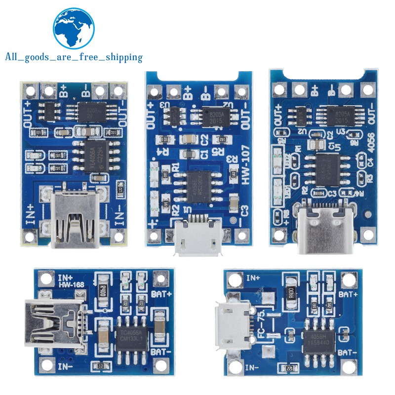 10 STKS Micro USB 5 V 1A 18650 TP4056 Lithium Batterij Oplader Module Opladen Board Met Bescherming Dubbele Functies 1A Li-ion