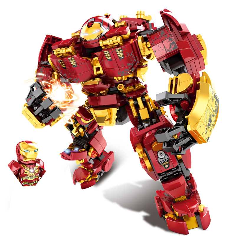 Superbohaterowie Avengers Iron Man Hulkbuster Steel Mecha figurki klocki klasyczny film Model cegły zabawki dla dziecka prezent