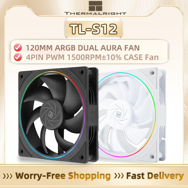 Thermalright TL-S12 120 mm ARGB Halo LED-Gehäuselüfter – 4-Pin PWM Smart Control + 5V 3Pin RGB-Beleuchtung für CPU-Kühlerkühlung
