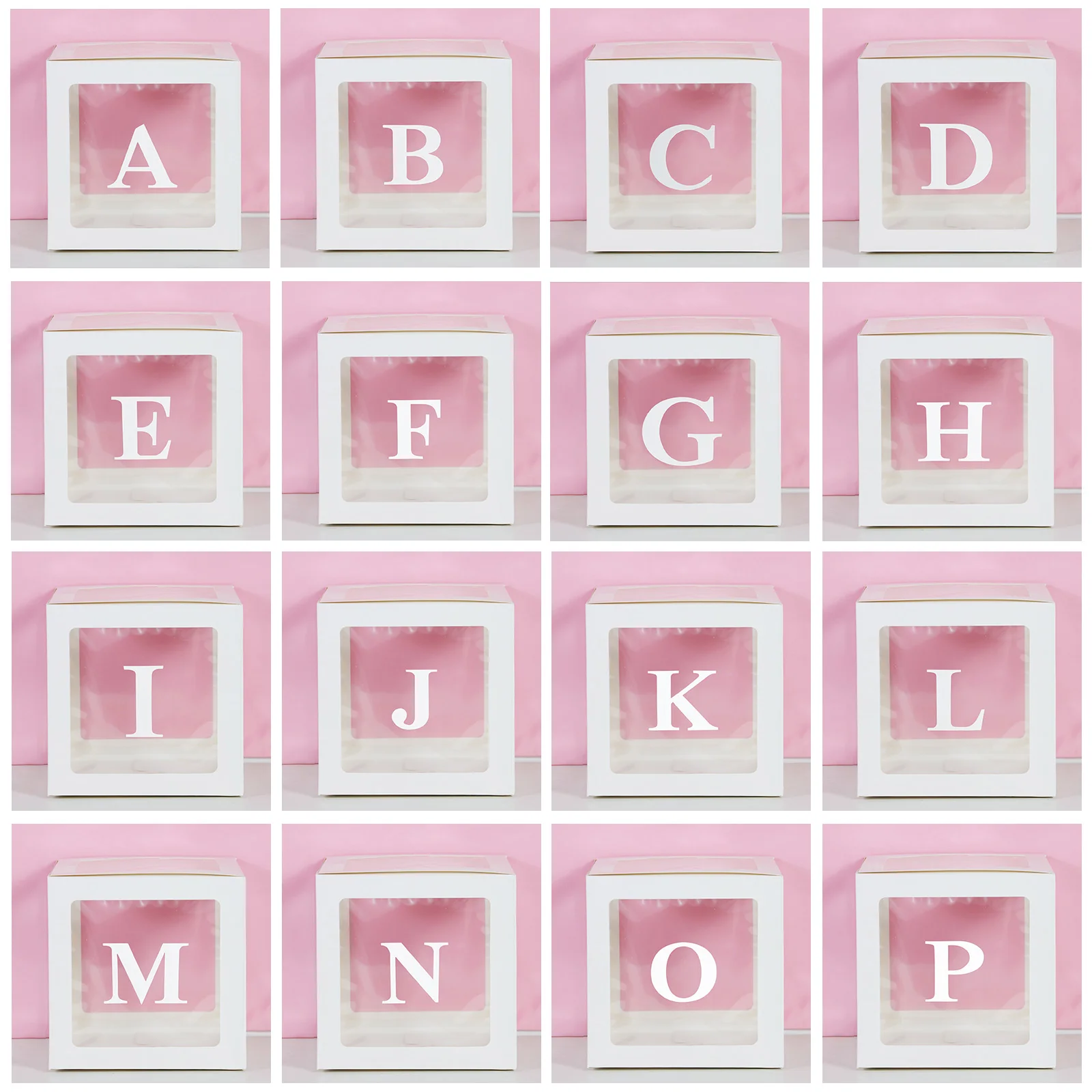 Caja de globos con letras transparentes, decoraciones para Baby Shower, decoración de feliz cumpleaños, boda, EID, suministros para fiesta de primer cumpleaños, caja de globos