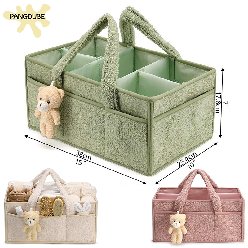 PANGDUBE ตุ๊กตาน่ารักผ้าอ้อมเด็กพร้อมตุ๊กตาหมีเนอสเซอรี่ Organizer ผ้าอ้อม Stackers & แคดดี้กระเป๋าผ้าอ้อม Caddy Organizer