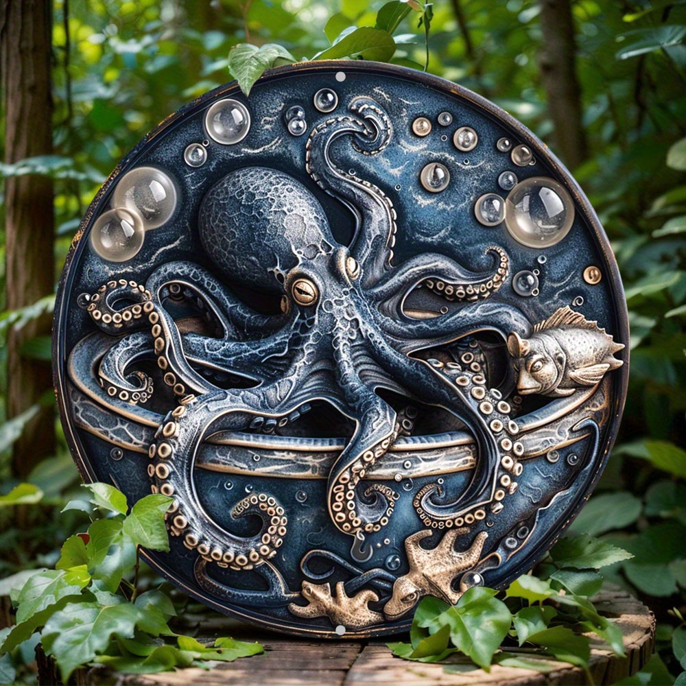 Oceano polvo redondo alumínio parede arte, durável e desvanecente-resistente decoração para casa, escritório, presente perfeito para entusiastas marinhos