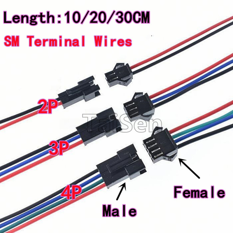 10 Uds. Cables terminales SM conectores de acoplamiento aéreo SM3P hembra SM2P SM4P cables de conexión de acoplamiento macho conectores de 2,54 MM