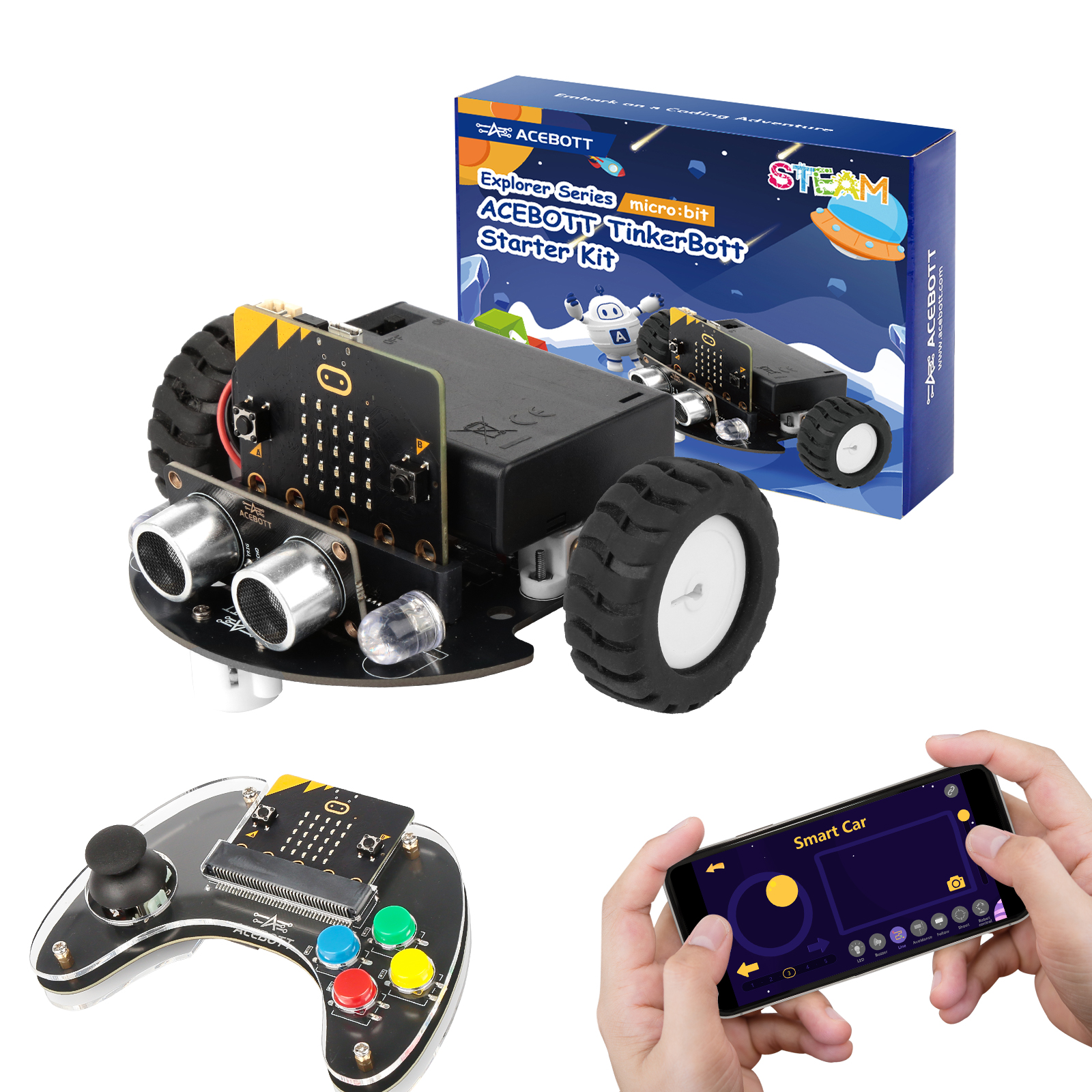 ACEBOTT Smart Robot Car Kit voor BBC Micro:bit STEM Science Kits Codeerrobots