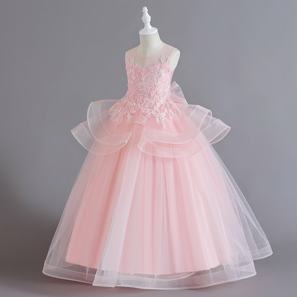 5-14 jahre Mädchen Geburtstag Party Kleider Tutu Kinder Prinzessin Pageant Kleider Stickerei Blume Mädchen Brautjungfer Kleid Junior Teenager