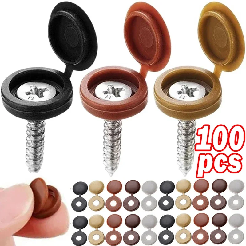 10/100 Uds. Tapas de tornillos para clavos, cubiertas protectoras de plástico, cubierta decorativa de tornillo Phillips de 7 colores, tapa plegable de tornillo cruzado