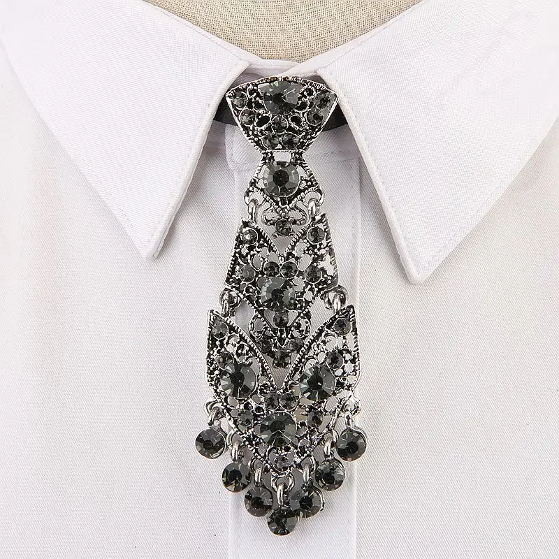 Moda personalidade cristal gravatas na moda geral coreano vinho festa cerimônia de casamento metal curto luxo gravata acessórios masculinos