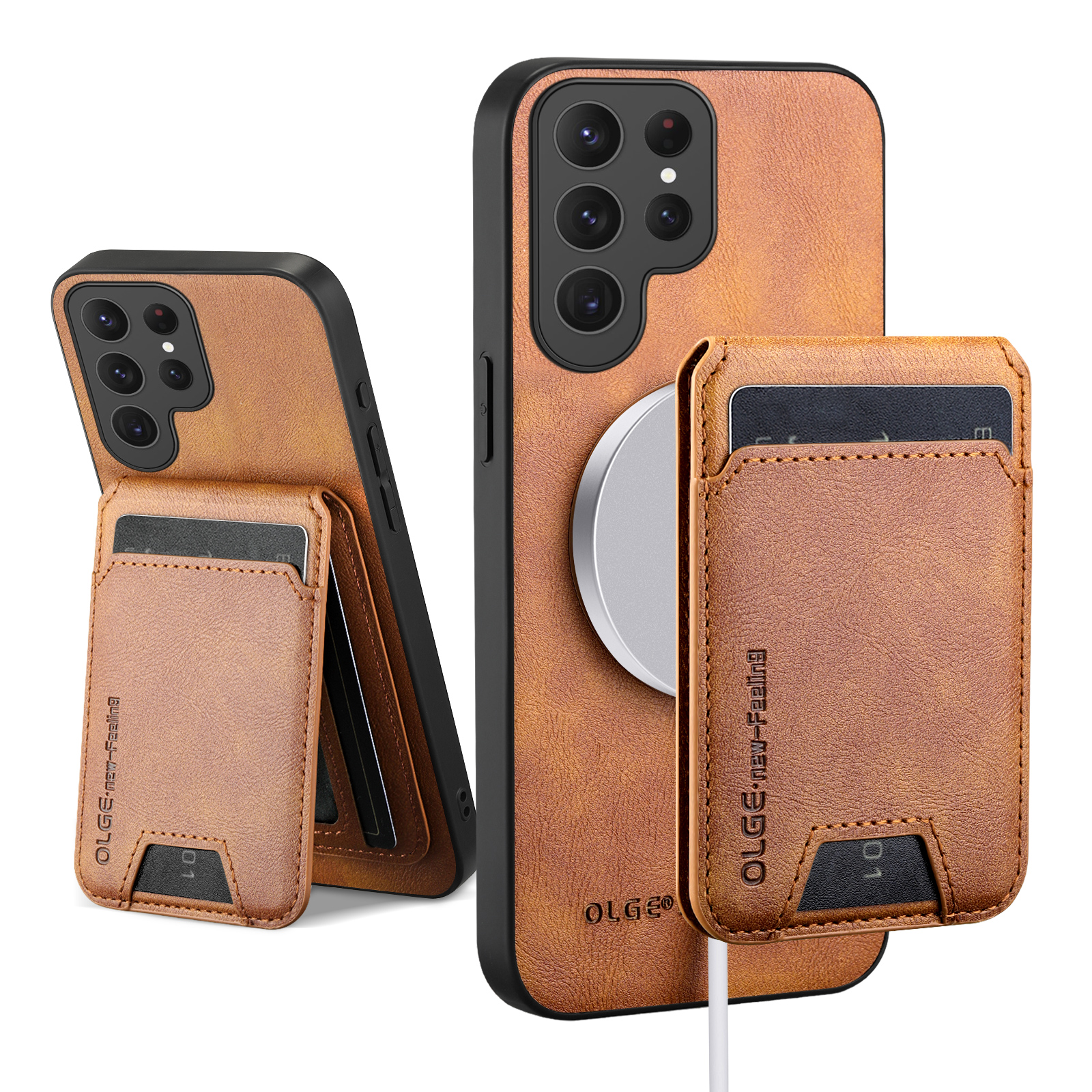 Étui Portefeuille Porte-cartes pour Samsung Galaxy S26 S25 S24 S23 S22 S21 Ultra Plus FE Edge Housse Magnétique en Cuir Mag-safe Support Coque